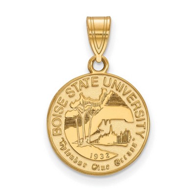 Black Bow Jewelry 14k Yellow Gold Plated Sterling Silver Boise State Broncos NCAA Medium Pendant
