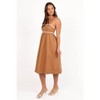 Petal and Pup Lino Contrast Trim Midi Dress - Tan White - 2 of 4