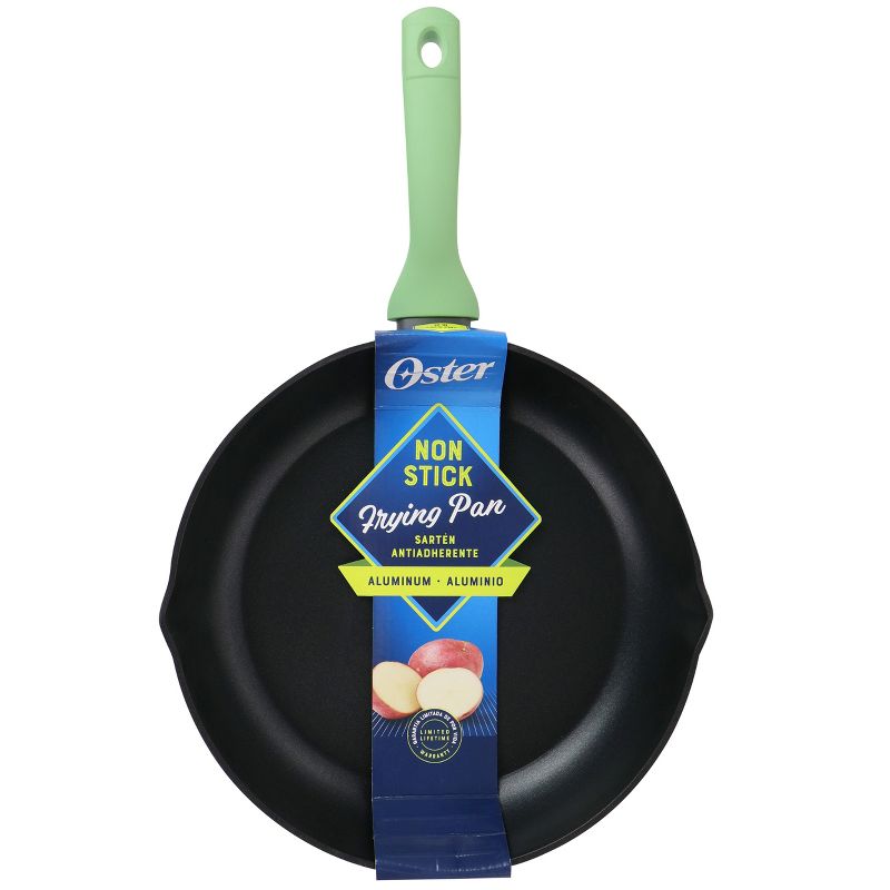 Oster Rigby 12 Inch Aluminum Nonstick Frying Pan in Green with Pouring Spouts, 4 of 8