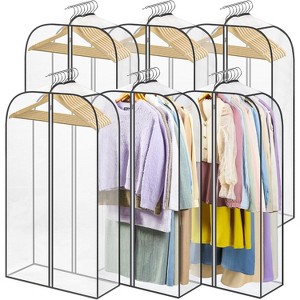 6 Pack Clear Double-Zip Garment Bags, 40" Long 10'' Gusseted Covers for Coats, Dresses & Furs - 1 of 4