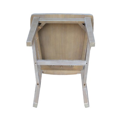 Set of 2 Washed Gray High Back Wood Dining Chairs