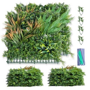 12 PCS Grass Wall Panels 20"x 20", Privacy Screen Greenery Backdrop Panels, Boxwood Grass Panels Hedge Wall Decor for Garden Yard Fence - 1 of 4
