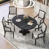 Retro Dining Sets Round, Dining Set Solid Wood With 16''Leaf And 4 Upholstered Chairs, Extendable Dining Table Set For Kitchen-Cuddlewood - 2 of 4