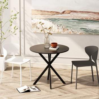 Avatar 31.5'' Modern Cross Leg Round Dining Table,Occasional Table,Two Piece Removable Top, Matte Finish Iron Legs-The Pop Home