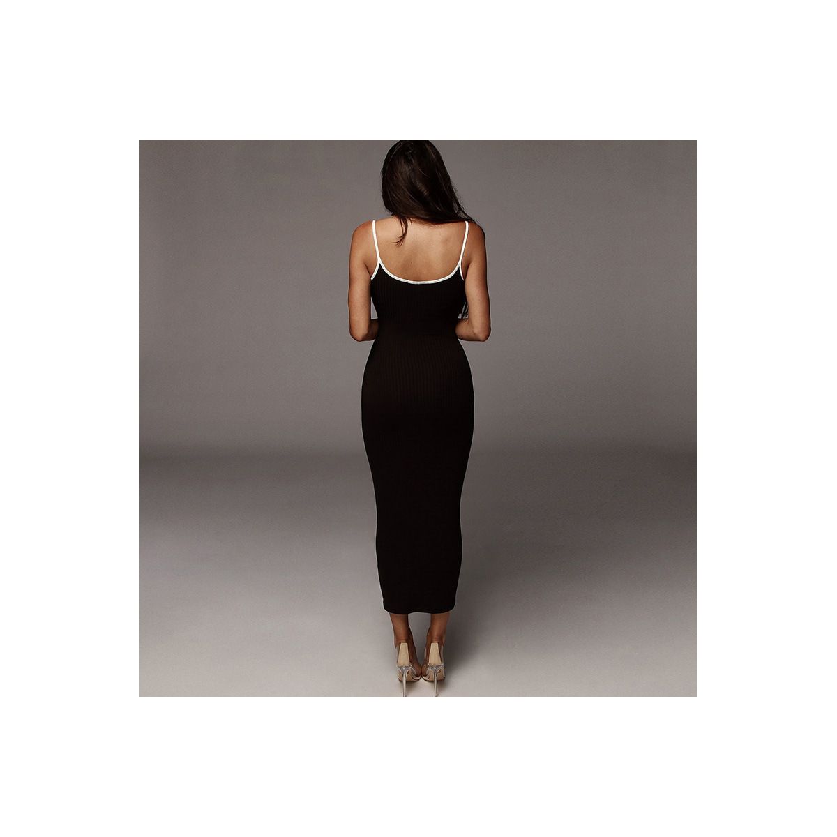 Garvee Women's Spaghetti Strap Scoop Neck Bodycon Midi Dress Casual Sleeveless Sundress Ribbed Knit Form Fitting Sheath Cocktail Party Attire - thumbnail 2