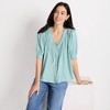 Lands' End Women's Button Pintuck Puff Sleeve Top - 4 of 4