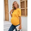 Clearlove Women's Maternity Shirts Puff Short Sleeve Round Neck Tunic Top Casual Pregnancy Clothes - 3 of 4