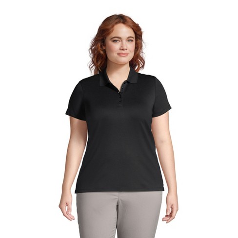 Lands' End Plus Size Supima Short Sleeve Polo Shirt - 2x - Black :