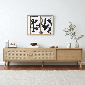 Boho TV Stand for TVs up to 80'', Modern Farmhouse Media Console with Solid Wood Legs, TV Cabinet for Living Room, Home Theatre - 1 of 4