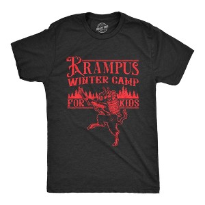 Mens Krampus Winter Camp For Kids T Shirt Funny Xmas Evil Santa Claus Monster Joke Tee For Guys - Crazy Dog Men's T Shirt - 1 of 4