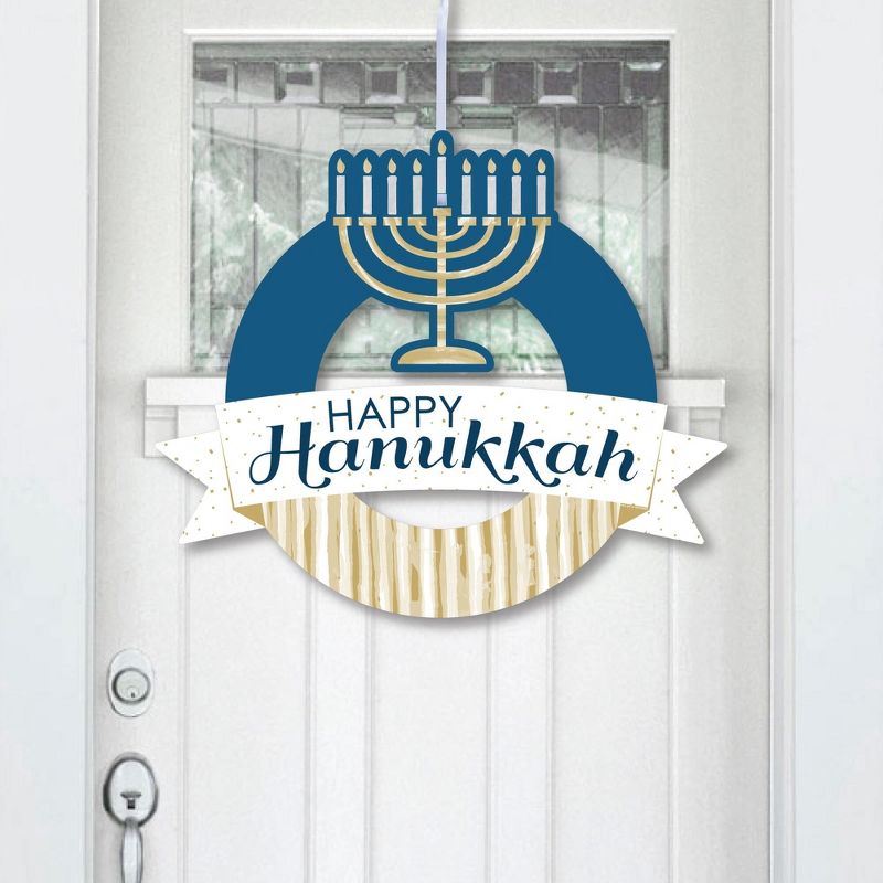 Big Dot of Happiness Happy Hanukkah - Outdoor Chanukah Holiday Party Decor - Front Door Wreath, 1 of 9