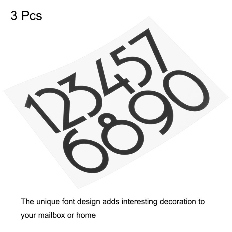 Unique Bargains 0 - 9 Adhesive Reflective Mailbox Numbers House Sticker Black 3 Set, 3 of 5
