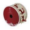 Northlight Beige and Red Plaid Buffalo with Reindeer Christmas Wired Craft Ribbon 2.5" x 16 Yards - 3 of 3
