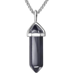 Crystal Healing Necklace for Women, Hexagonal Gemstone Pendant on 18" Steel Chain - 1 of 4