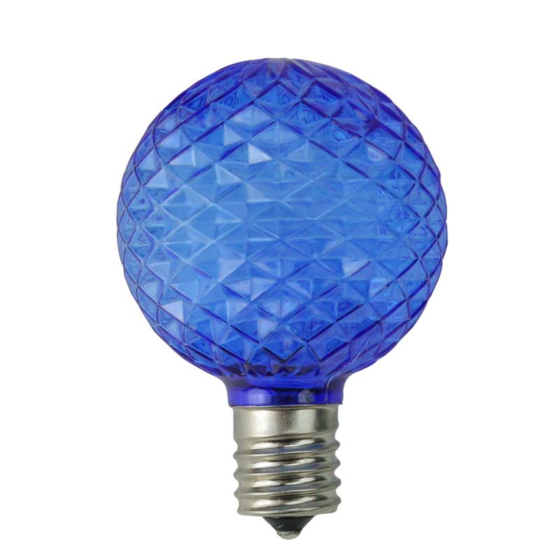 Northlight Pack of 25 Faceted LED G50 Blue Christmas Replacement Bulbs, 1 of 2