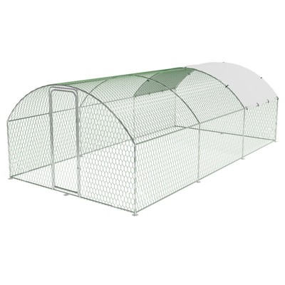 Large Metal Chicken Coop with Run, Walk-In Poultry Cage for Yard with Waterproof & UV-Resistant Cover, 9.8x19.7x6.6ft Dome Roof Outdoor Chicken Pen