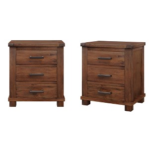 Set of 2 Vintage-Style 2-Drawer Nightstands Mid Century Modern Bedside Tables - 1 of 4