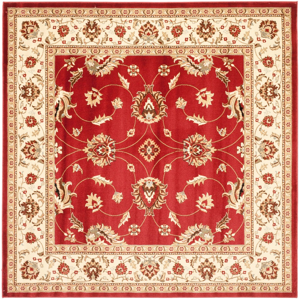 7'x7' Floral Loomed Square Area Rug Red/Ivory - Safavieh