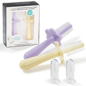 Grabease Infant Toothbrush Baby Finger Toothbrush Infant Toothbrush, BPA-Free & Phthalate-Free, 2 pack, Lavender and Yellow - 1 of 4