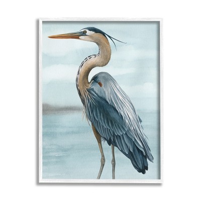 Stupell Industries Heron Bird on Beach Framed Giclee Art
