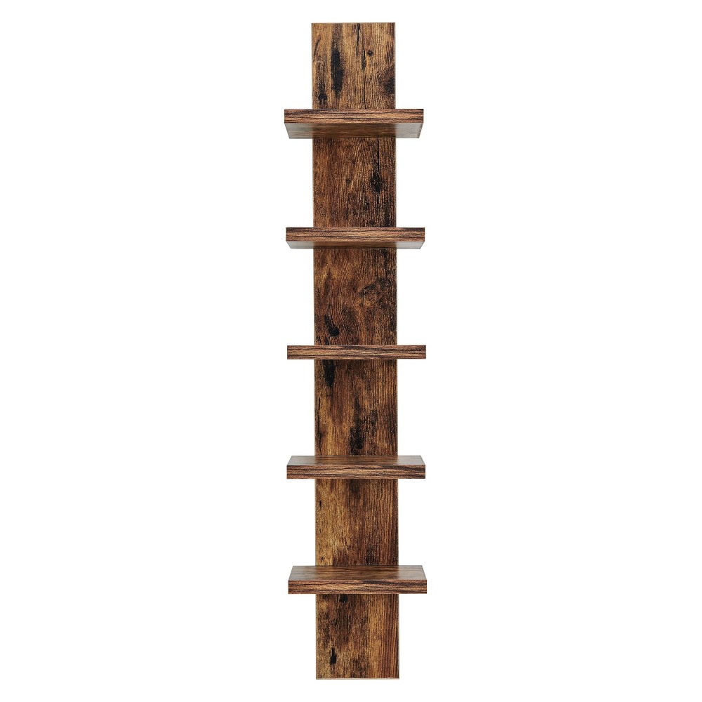 Photos - Garden & Outdoor Decoration Danya B. 30" x 6" Slim Vertical Column Wall Shelf Brown: Laminated MDF, 5