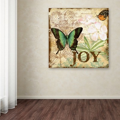 Jean Plout 'Butterflies 4' Green and Brown Canvas Art