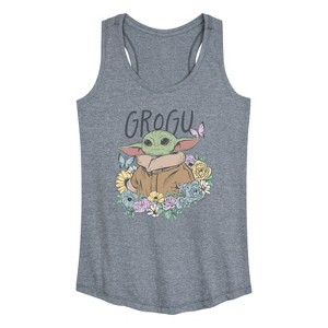 Women's - The Mandalorian - Floral Spring Grogu Graphic Racerback Tank - 1 of 4