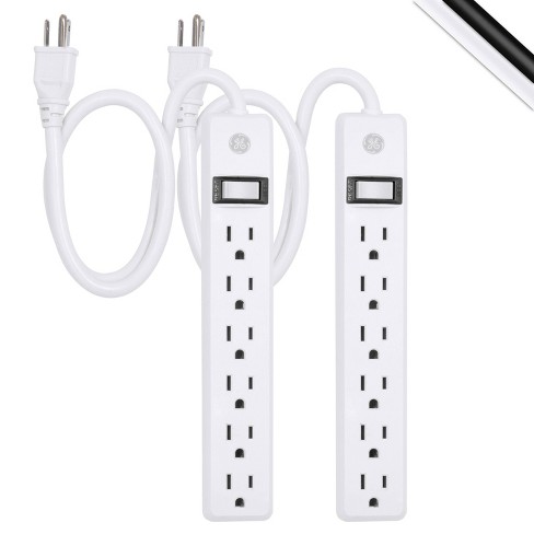 GE 2' Extension Cord with 6 Outlet Power Strip White: 14 AWG Electric Cord, 1800W, UL Listed, Lifetime Warranty - image 1 of 4