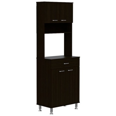 LunaLulinlk Kitchen Pantry with Countertop, Closed & Open Storage -Black