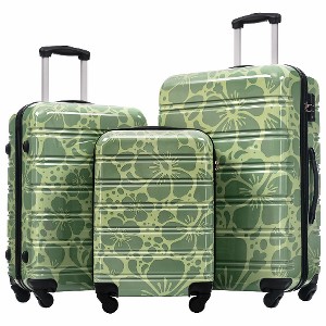 Lyngins 3-Piece Hardside Luggage Set – 20" Carry on Luggage, 24" & 28" Printed Spinner Suitcases with TSA Lock, PC Material, Silicone Handles - 1 of 4