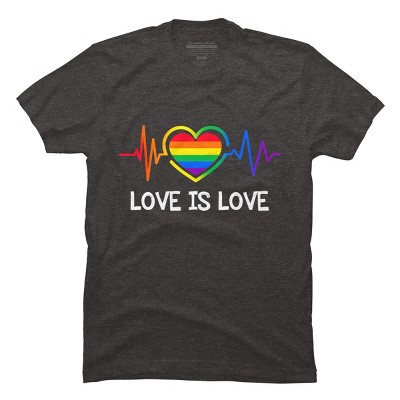 Adult Design By Humans Love is Love Pride Heartbeat By TeeGiver T-Shirt