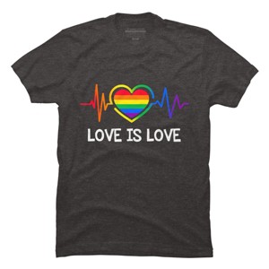 Adult Design By Humans Love is Love Pride Heartbeat By TeeGiver T-Shirt - 1 of 2