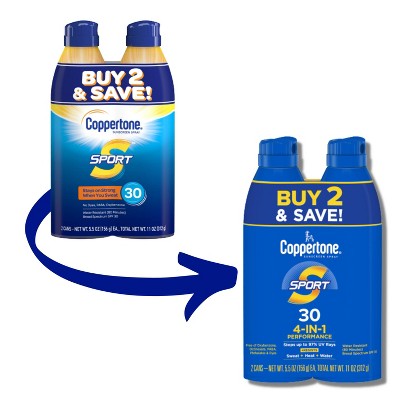 Coppertone Sport Sunscreen Spray - SPF 30 - Twin Pack 11oz