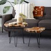 Set of 2 Coastal Teak Wood Accent Tables Brown - Olivia & May: Fully Assembled, Indoor Use - 2 of 4
