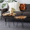 Set of 2 Coastal Teak Wood Accent Tables Brown - Olivia & May: Fully Assembled, Indoor Use - image 2 of 4