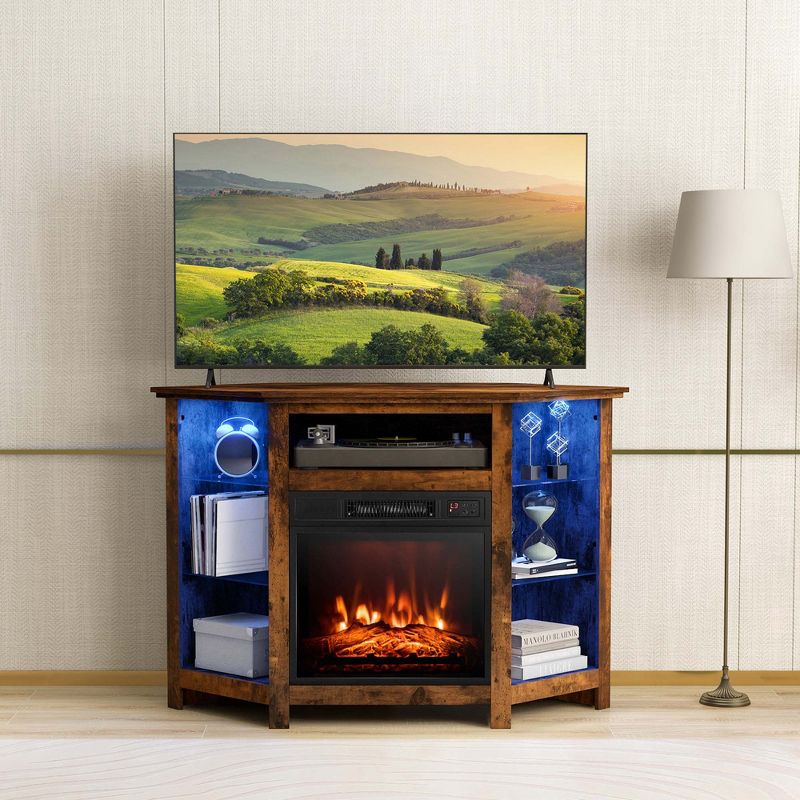 Costway Fireplace TV Stand with Led Lights & 18'' Electric Fireplace for Tvs up to 50'', 2 of 11