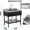 Stainless Steel Utility Sink, Includes Hot/Cold Faucet with Hoses & Drain Kit, Adjustable Legs for Kitchen, Garage, Outdoor Use - 2 of 4