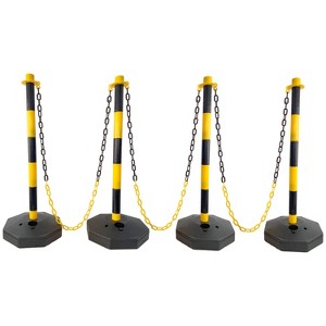 Traffic Delineator Post Cones with Fillable Base, Adjustable Plastic Safety Barrier with 5Ft Plastic Chain - 1 of 4