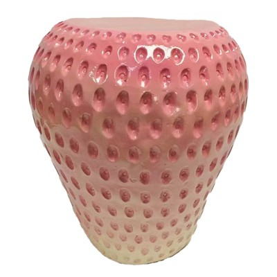 Vynxaria 13.4" Oversized Resin Strawberry Stool, Multi-Purpose Side Table Plant Stand, Indoor Outdoor Home Garden Decor