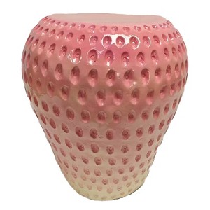 Vynxaria 13.4" Oversized Resin Strawberry Stool, Multi-Purpose Side Table Plant Stand, Indoor Outdoor Home Garden Decor - 1 of 4