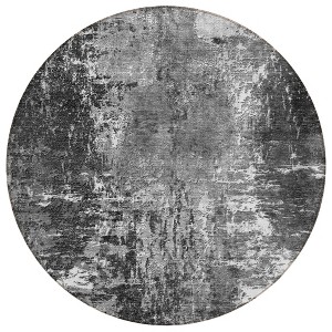 Gray Charcoal And Silver Abstract Washable Indoor Outdoor Area Rug - 1 of 4