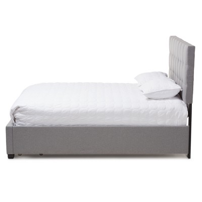 Contemporary Gray Queen Upholstered Storage Bed with Tufted Headboard