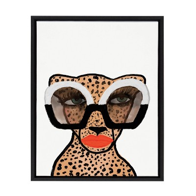 18" x 24" Sylvie Cheetah 4" Framed Canvas by Kendra Dandy Black - Kate & Laurel All Things Decor