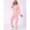 cheibear Women's Fuzzy Flannel Long Sleeve Sweatsuits with Sweater Pants 2 Piece Pajama Sets - 3 of 4