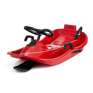 Slippery Racer Downhill Derby Kids Toddler Steerable Plastic Snow Sled - 1 of 4