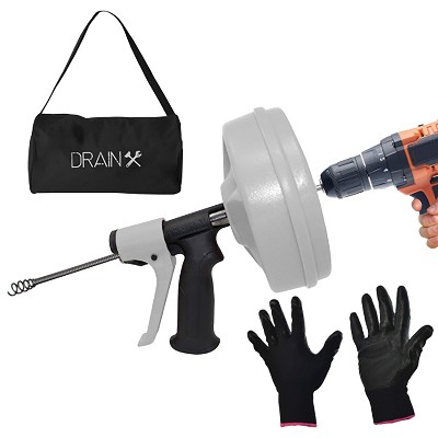 Drainx® Toilet Auger Plumbing Snake, 3 Ft., With Heavy-duty Bulbhead,  Gloves, And Storage Bag : Target