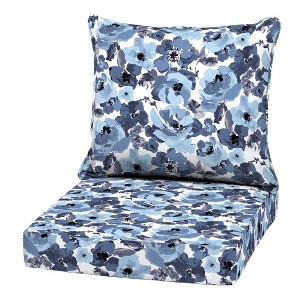 ARDEN Outdoor Deep Seat Cushion Set, 22 in x 24 in, Weather-Proof, Rain-Proof, Fade Resistant Patio Cushion Blue Garden Floral - 1 of 4