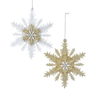 Kurt Adler Glass Ornaments for Christmas Tree, Assorted Snowflakes (Pack of 2) - 1 of 1