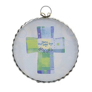 Round Top Collection Baby Boy Blessings Mini Print  -  One Print 7.0 Inches -  Cross Wall Decor  -  Y22032  -  Wood  -  Blue - 1 of 3