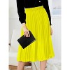 Women's High Waist Pleated A-Line Midi Skirt - Swing Flare Design A-yellow - 2 of 4